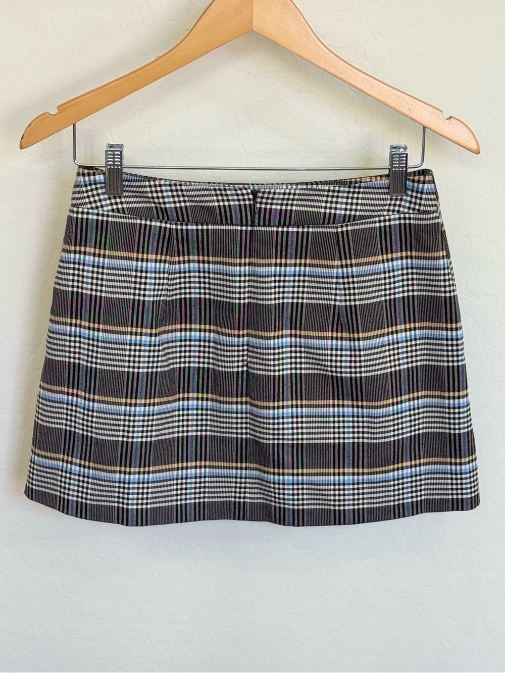 Topshop Brown Blue Plaid Pleated Mini Skirt US 4 Preppy Academia Check - Picture 2 of 4